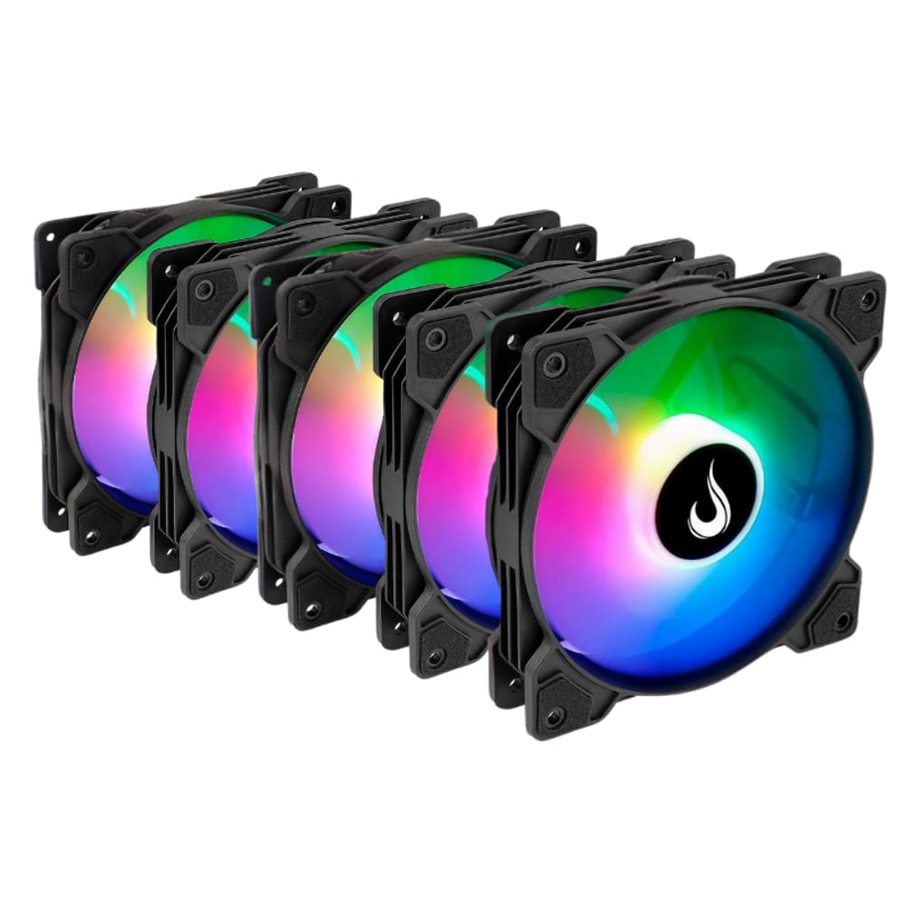 Kit 5 Fans Rise Mode X ARGB 120mm S/Controladora Preto - RM-XLD-ARGB