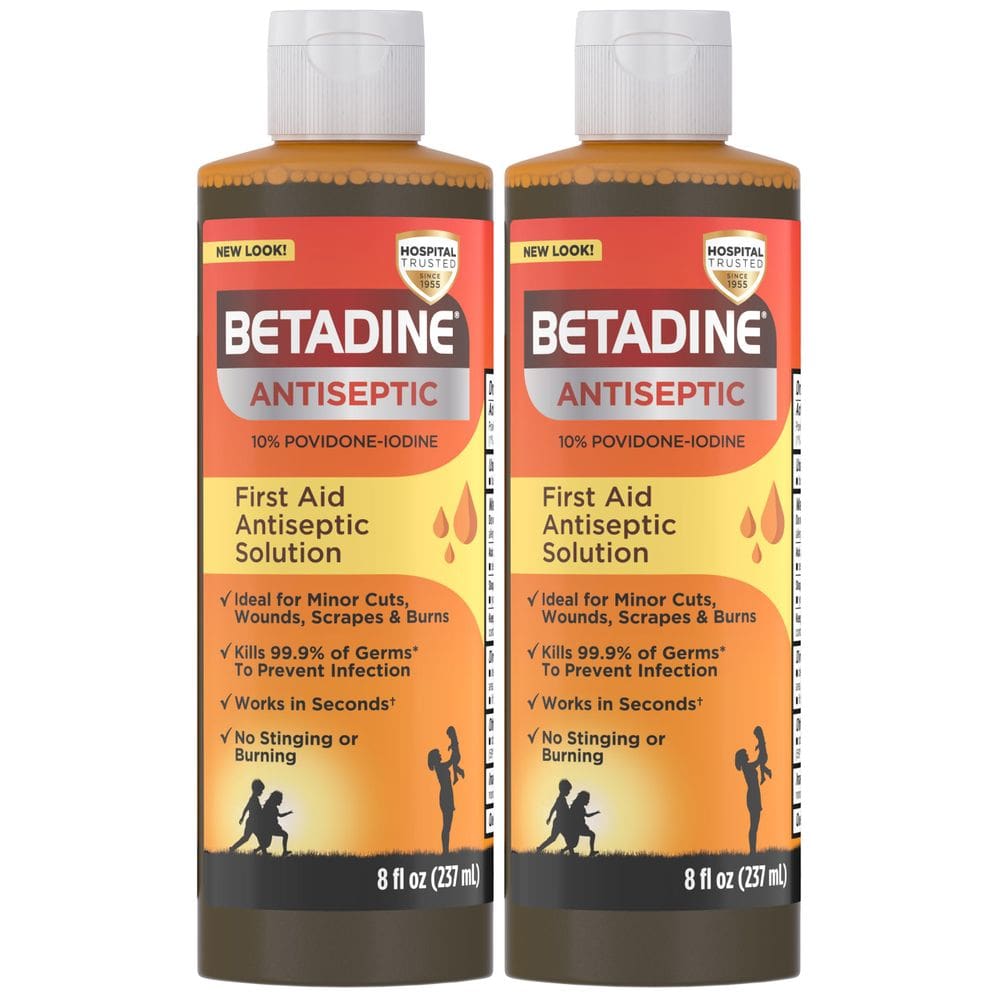 Solução de primeiros socorros Betadine líquida antisséptica 240 ml (pacote de 2)