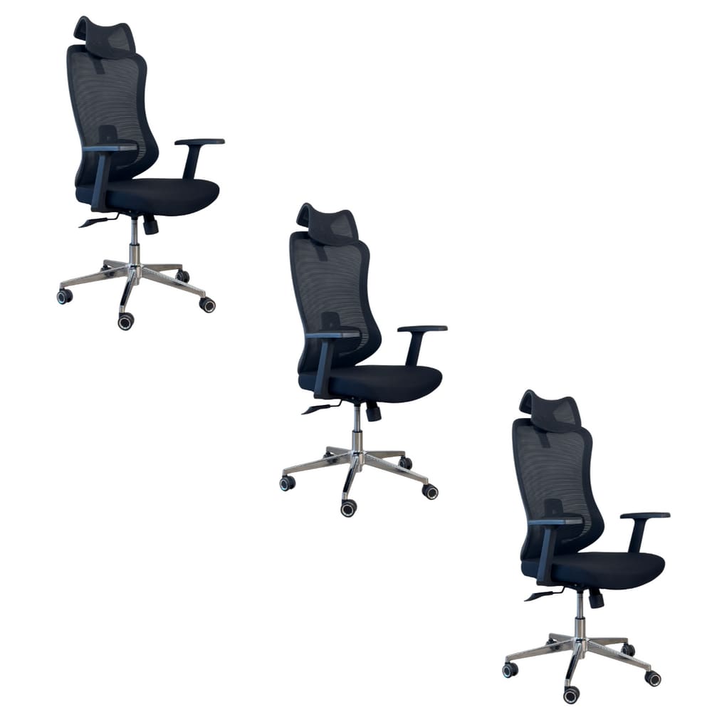 Kit 3 Cadeiras Presidente Oficial Comfort Boss Apoio Nuca