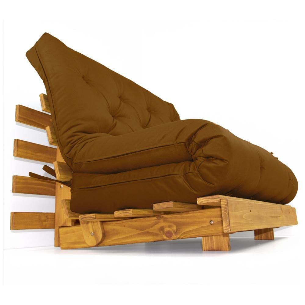 Sofá Cama Casal Futon Tokio Caramelo Madeira Maciça Cor néctar das flores