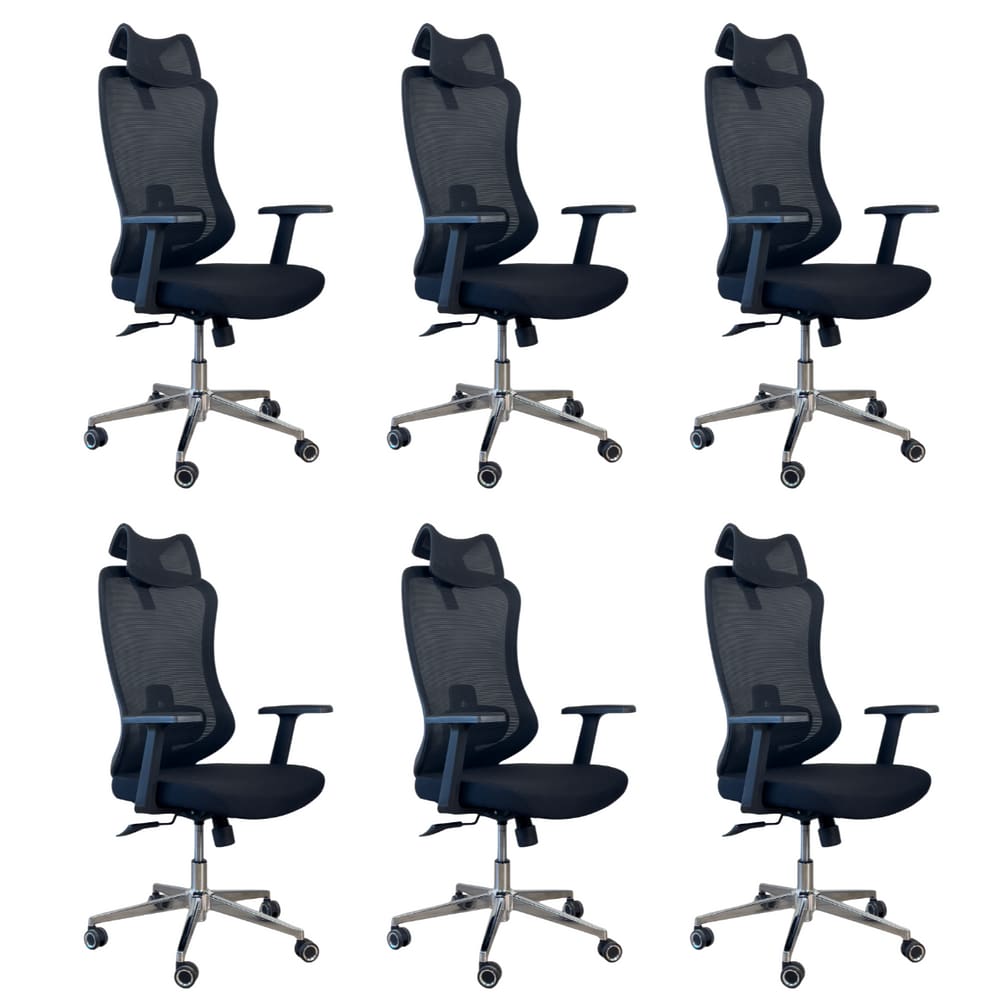 Kit 6 Cadeiras Presidente Oficial Comfort Boss Apoio Nuca
