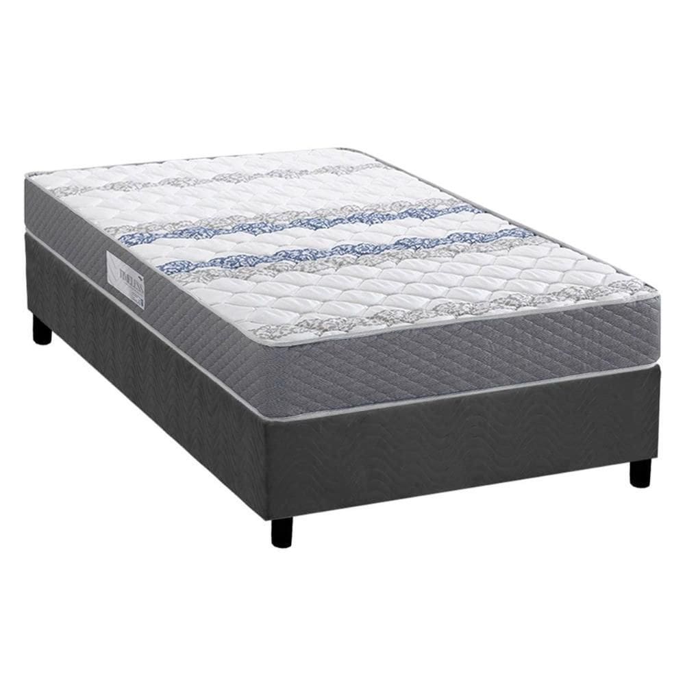Conjunto Box Solteiro: Colchão Espuma Herval D60 / AG65 Timeless + Base CRC Suede Gray (88x188)