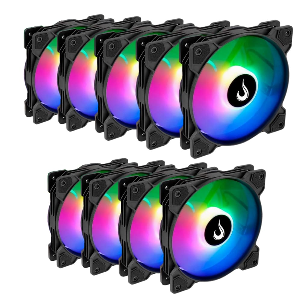 Kit 9 Fans Rise Mode X ARGB 120mm S/Controladora Preto - RM-XLD-ARGB