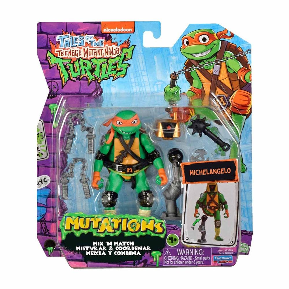 Boneco Michelangelo de 10cm Mix `N Match - As Tartarugas Ninja