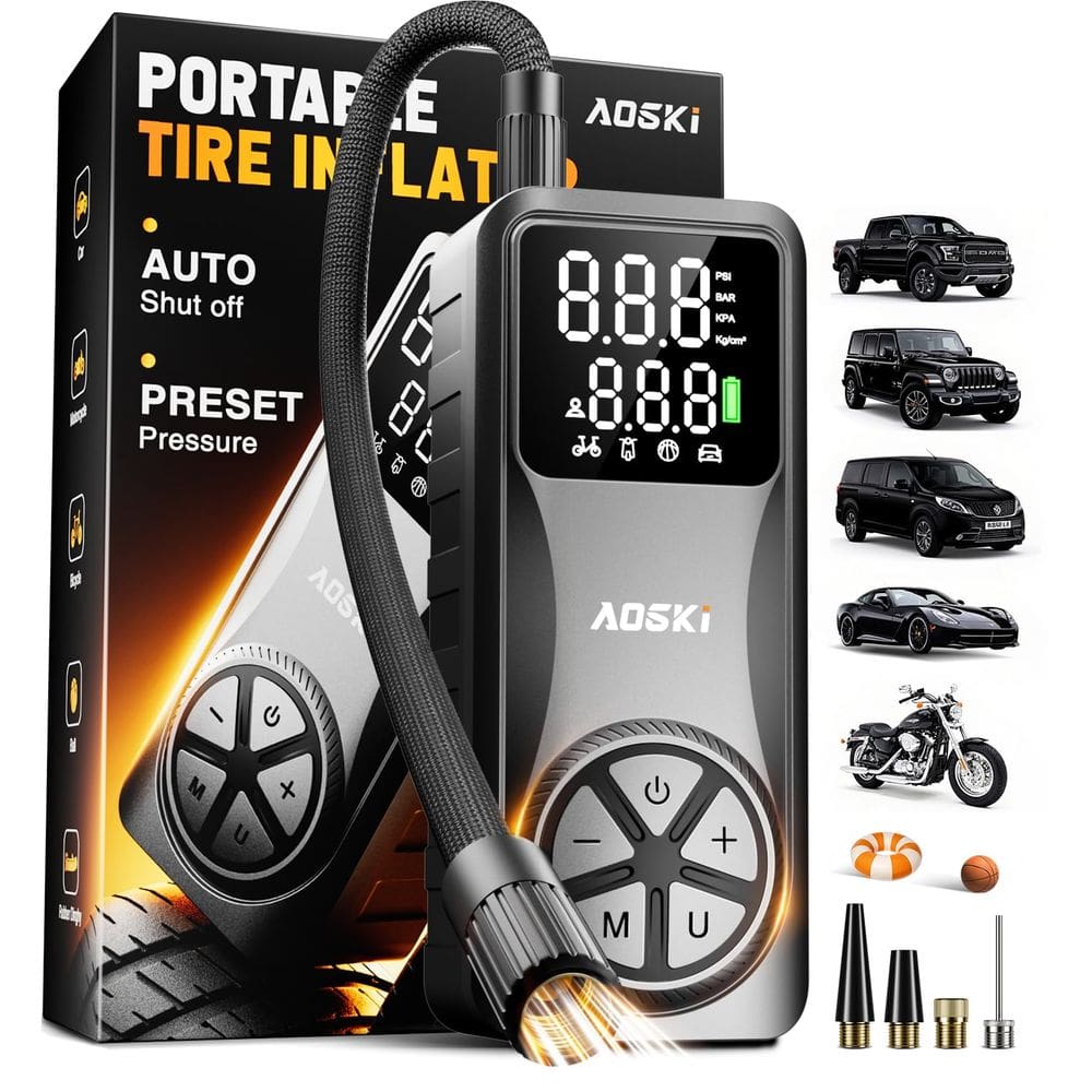 Compressor de ar portátil com inflador de pneus AOSKI 150 PSI sem fio
