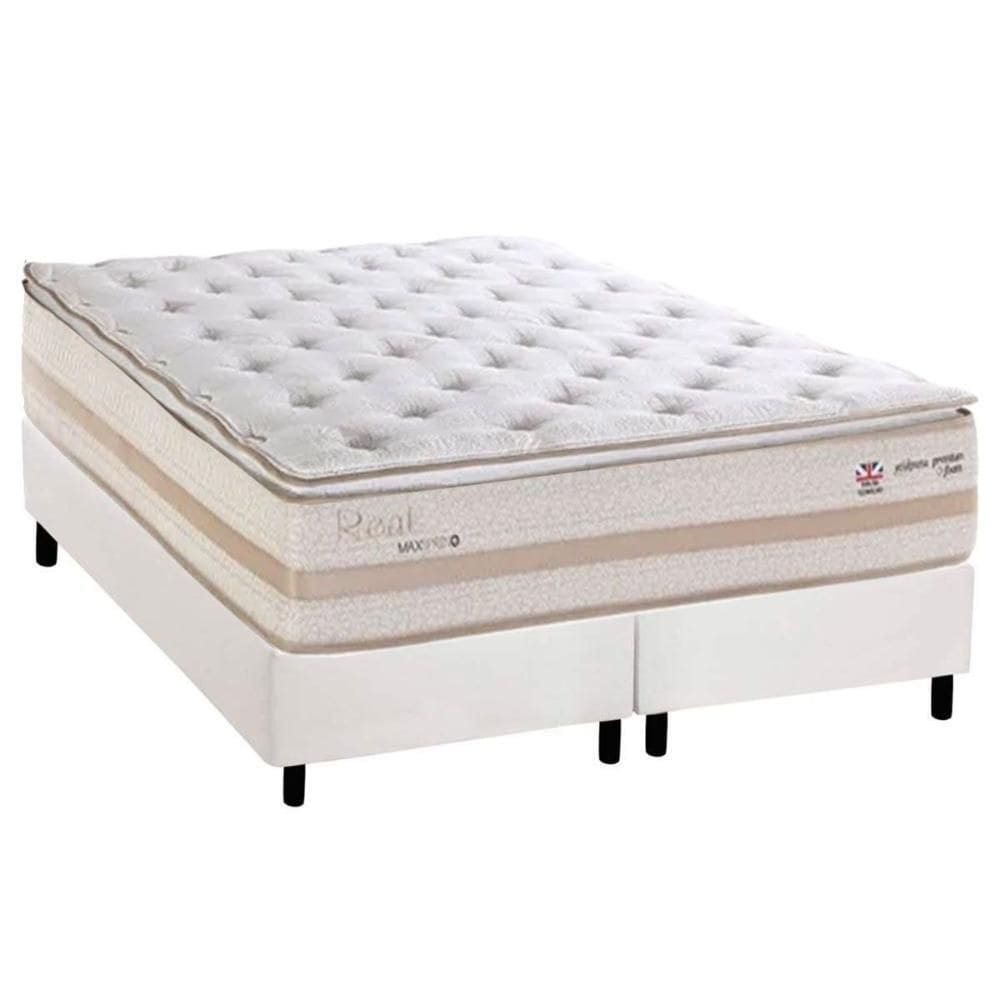 Conjunto Box King: Colchão Molas Herval Maxspring Real + Base CRC Corano White (193x203)