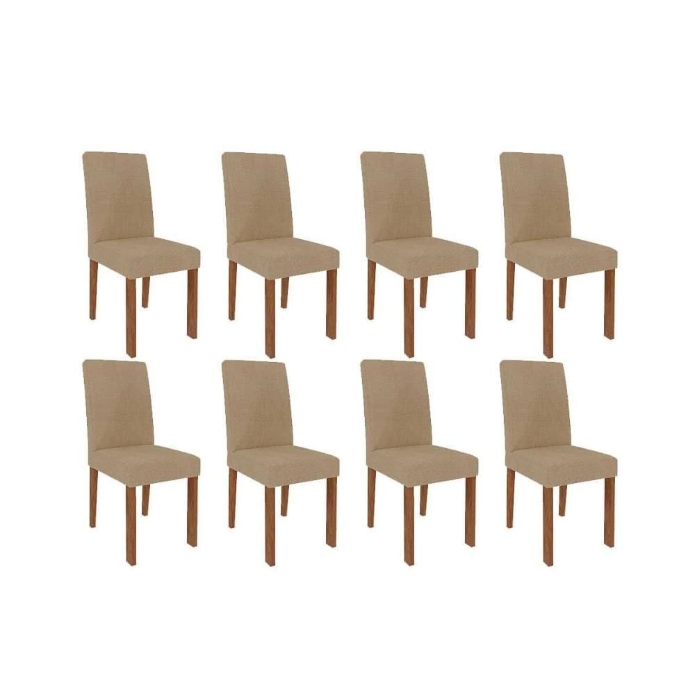 Cadeira Sala de Jantar Maia Kit 8 Un Cinamomo/Suede Gengibre Bege - Cimol