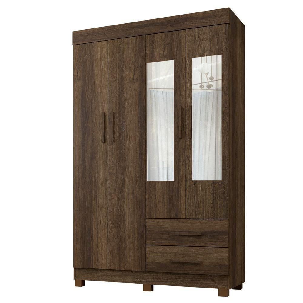 Guarda Roupa New Copacabana 4 Portas 2 Gavetas 5 Prateleiras Imbuia
