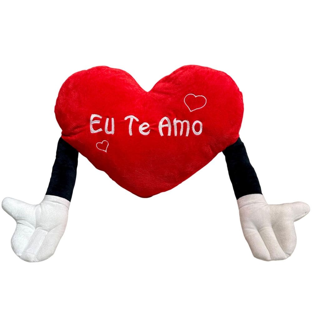 Coração Pelúcia Vermelho Grande Abraço Apaixonado Eu Te Amo - 41cm