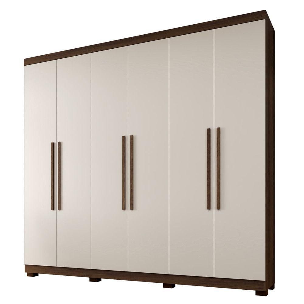Guarda Roupa New Master 6 Portas 4 Gavetas 10 Prateleiras Imbuia Off