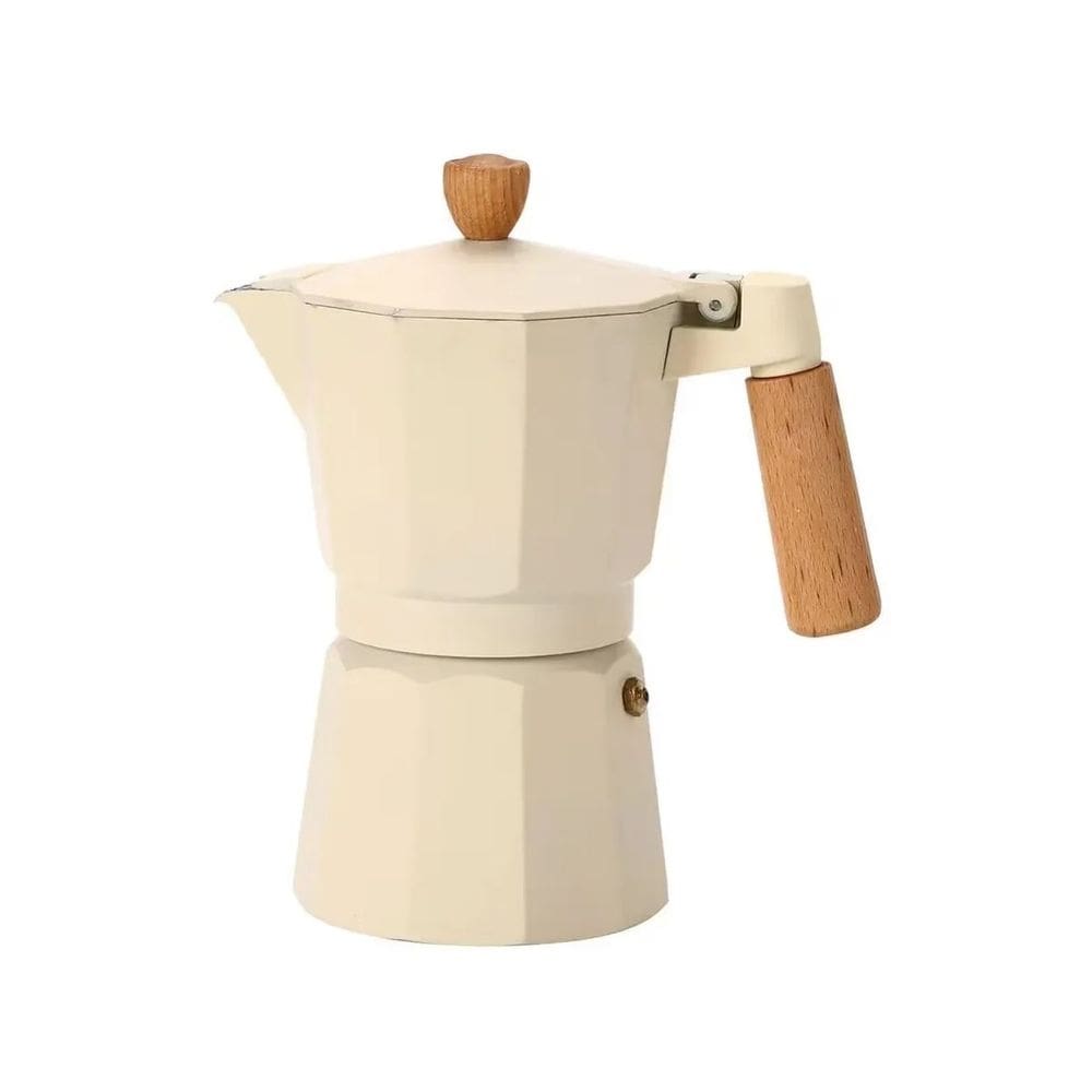 Cafeteira Italiana Alumínio 450ml Serve 9 Xícaras Com Alça Cor Bege