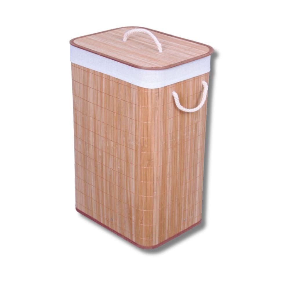 Cesto de Roupas de Bambu Natural com Alça 40x30x60cm
