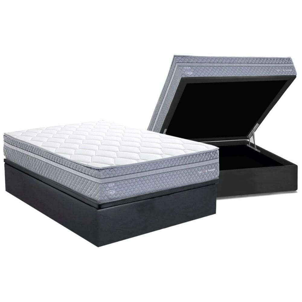 Conjunto Box Baú Casal: Colchão Molas Herval Maxspring C1780 + Base CRC Suede Gray (138x188)