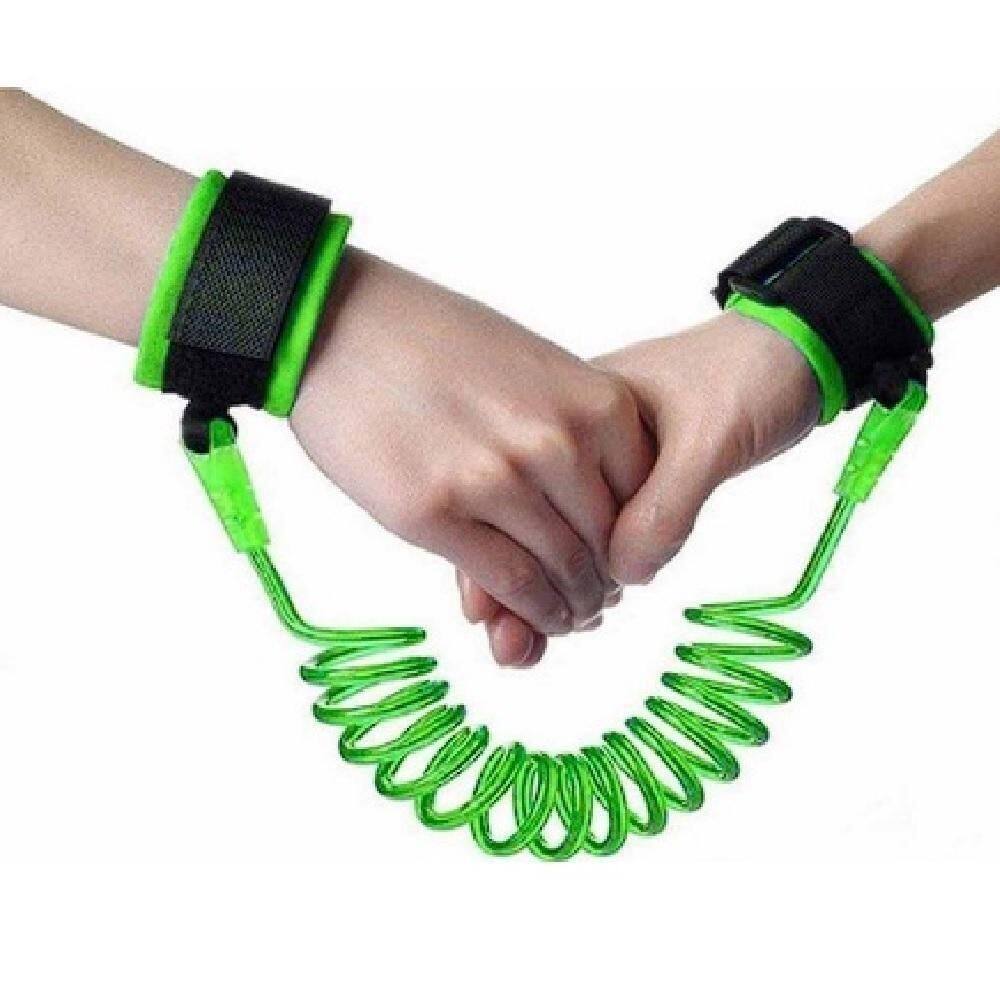 Pulseira Guia Seguranca Baby Crianca Passeio Parque Rua Anti Perca fecho aderente Acolchoado Verde