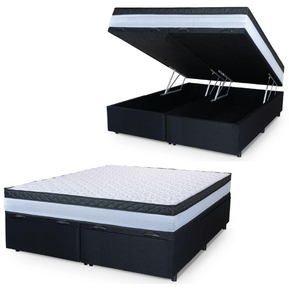 Cama Box Baú Casal Queen Colchão Com Molas Ensacadas.