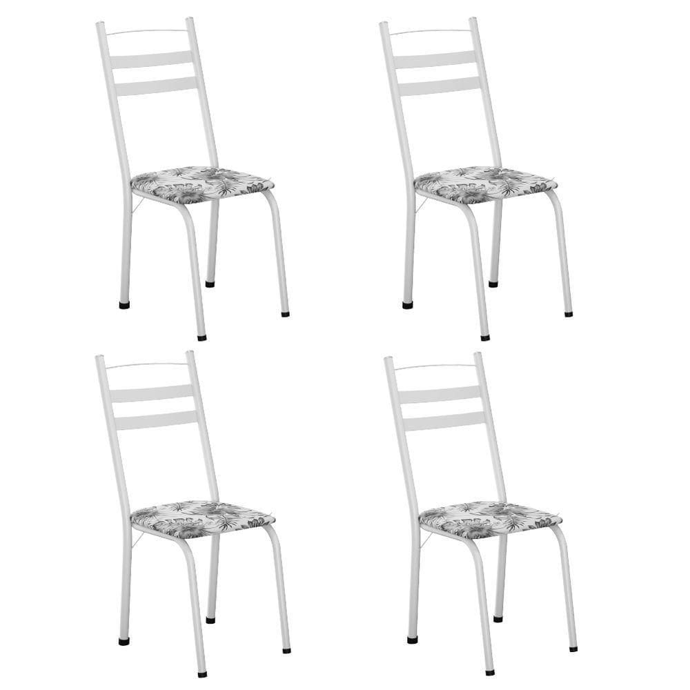 Conjunto Com 4 Cadeiras Leia Artefamol Branco Flor