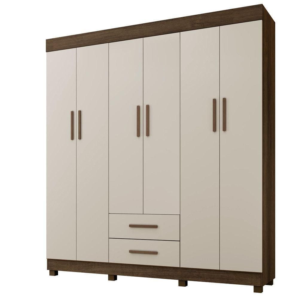 Guarda Roupa New Copacabana 6 Portas 2 Gavetas 7 Prateleiras Imbuia Off