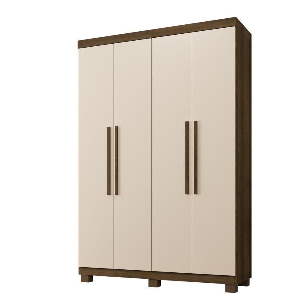 Guarda Roupa Milão 4 Portas 3 Gavetas 5 Prateleiras Imbuia Off