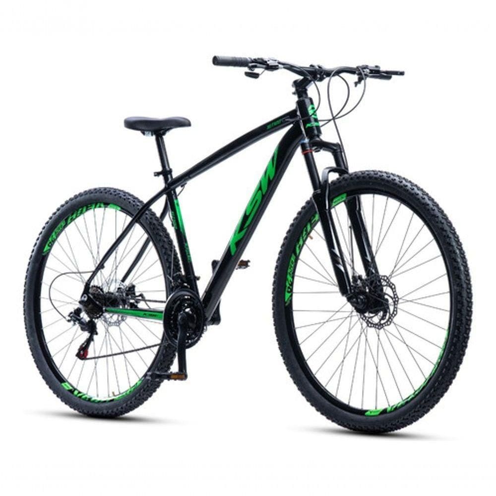 Bicicleta Aro 29 Ksw 27 Velocidades Alumínio Freio Disco Mtb Preto/verde 17