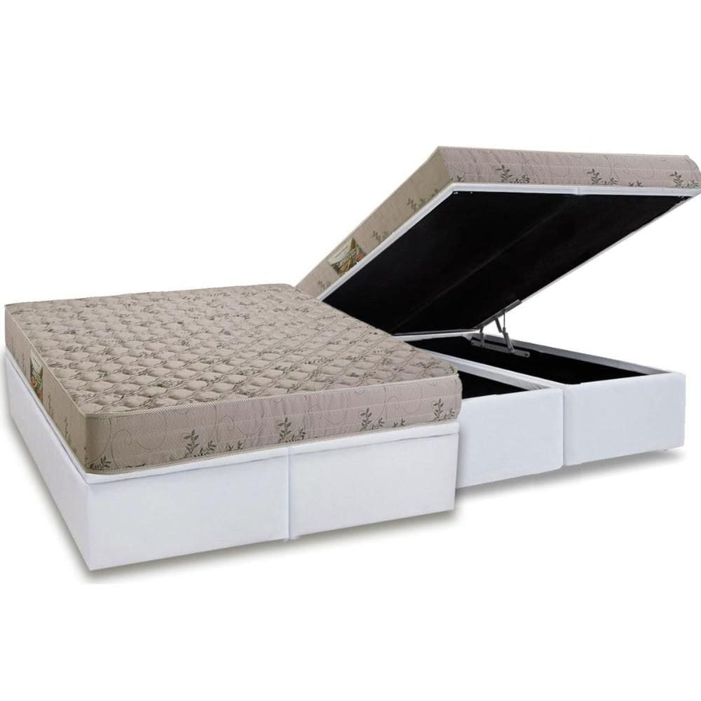 Conjunto Box Baú Queen: Colchão Espuma Herval D33 Cannes + Base CRC Linhão White (158x198)