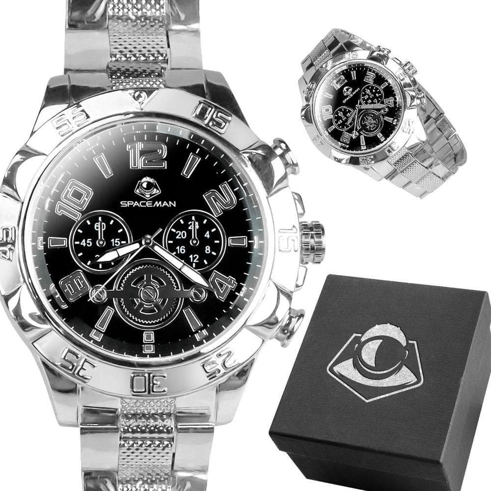 Relogio Masculino Aço Inoxidável Prova Dagua Prata + Caixa Casual Social Resistente Pesado autêntico