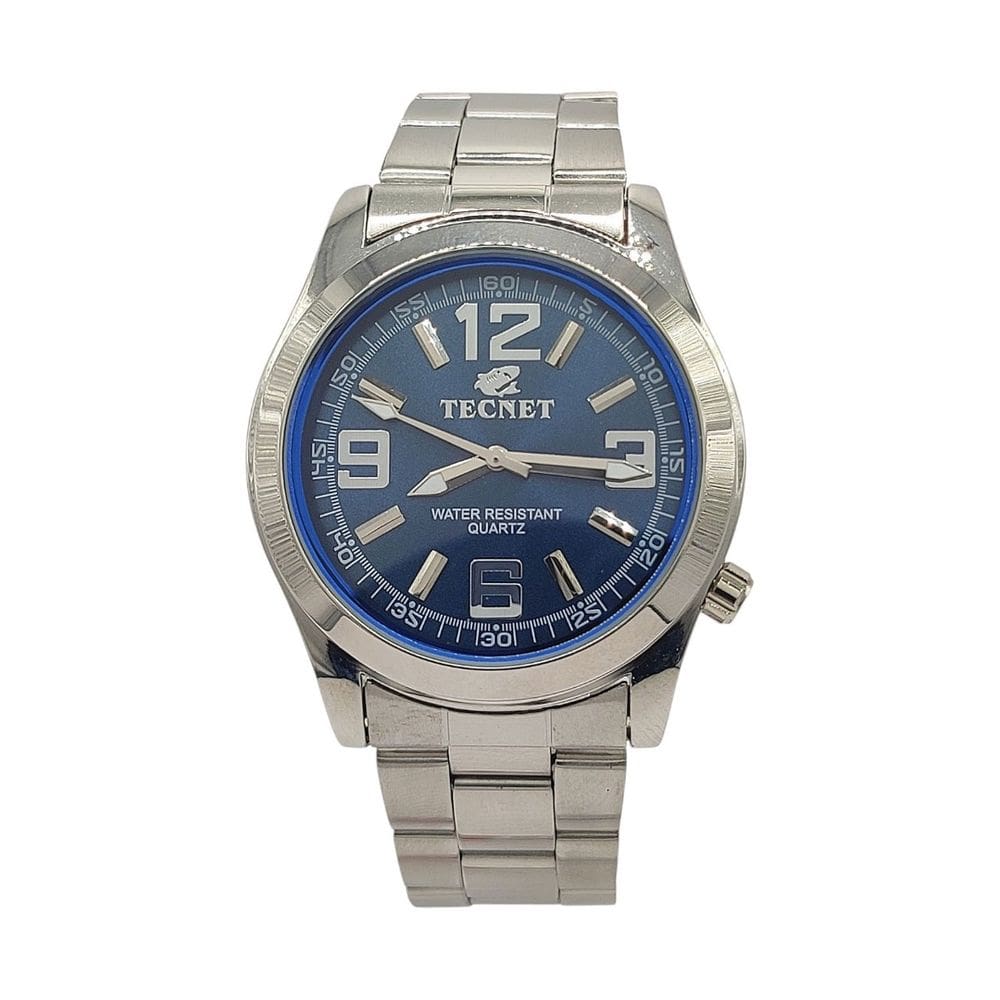 Relógio Tecnet Analógico Prateado Masculino Resistente Água