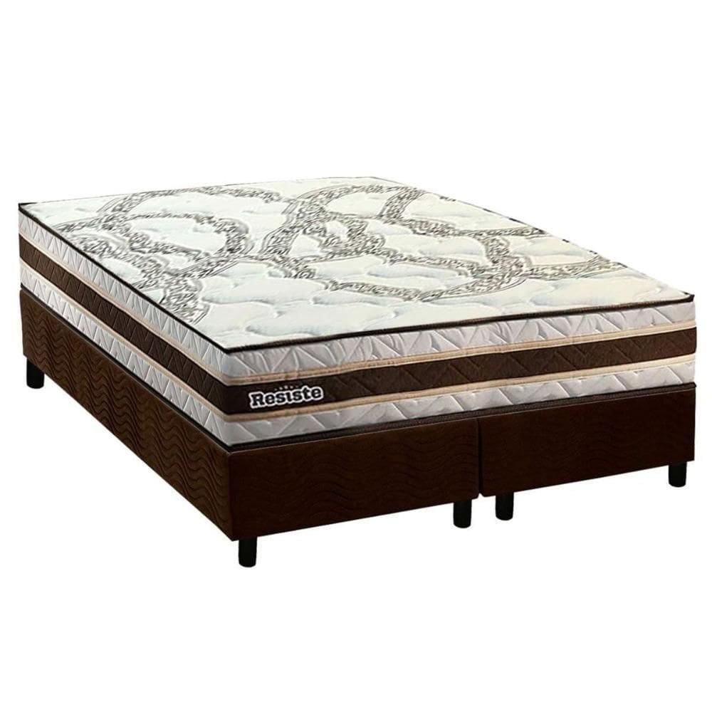 Conjunto Box Queen: Colchão Espuma Paropas D45 Resiste Hotel + Base CRC Suede Brown (158x198)