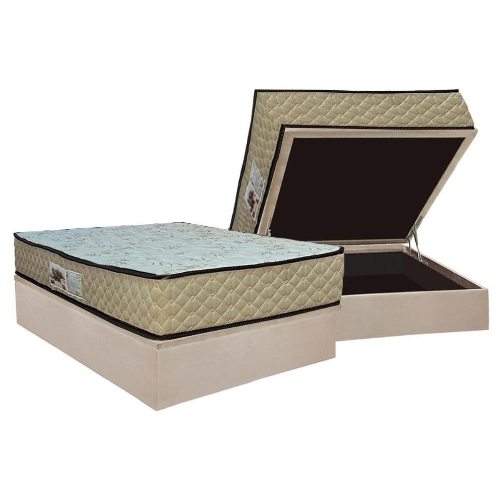 Cama Box Baú Casal: Colchão Anatômico Paropas AG65 Sofistic Clean + Base CRC Suede Clean (138x188)