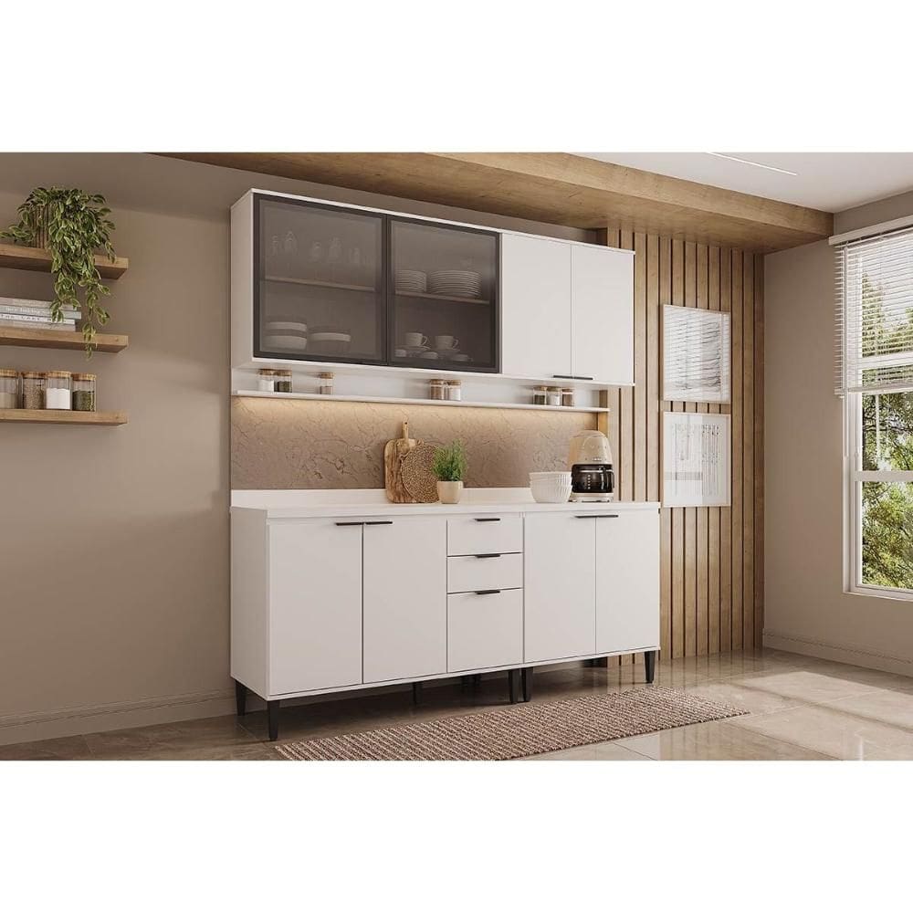 Cozinha Completa Alpha 4 Peças (2Aéreos+2Balcões) C4P176 Branco - Carraro