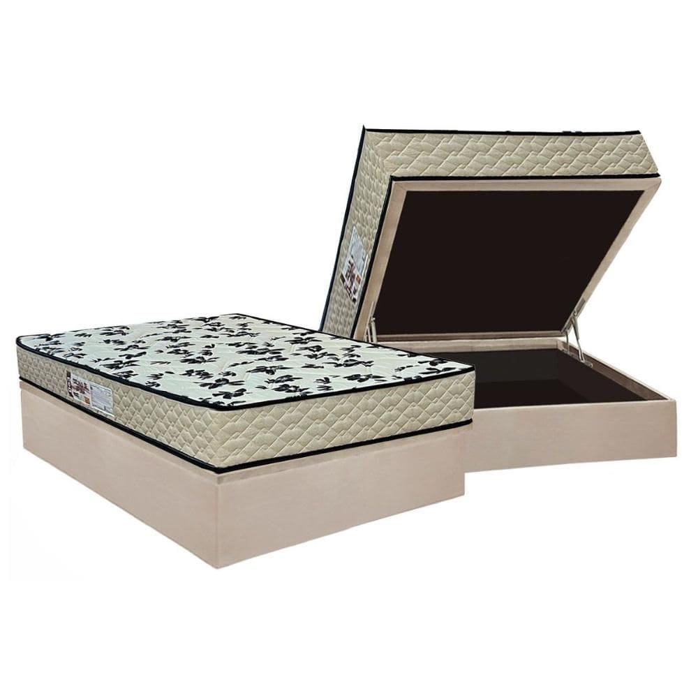 Cama Box Baú Casal: Colchão Anatômico Paropas D33 Pasquale Wave Clean + Base CRC Suede Clean (138x188)