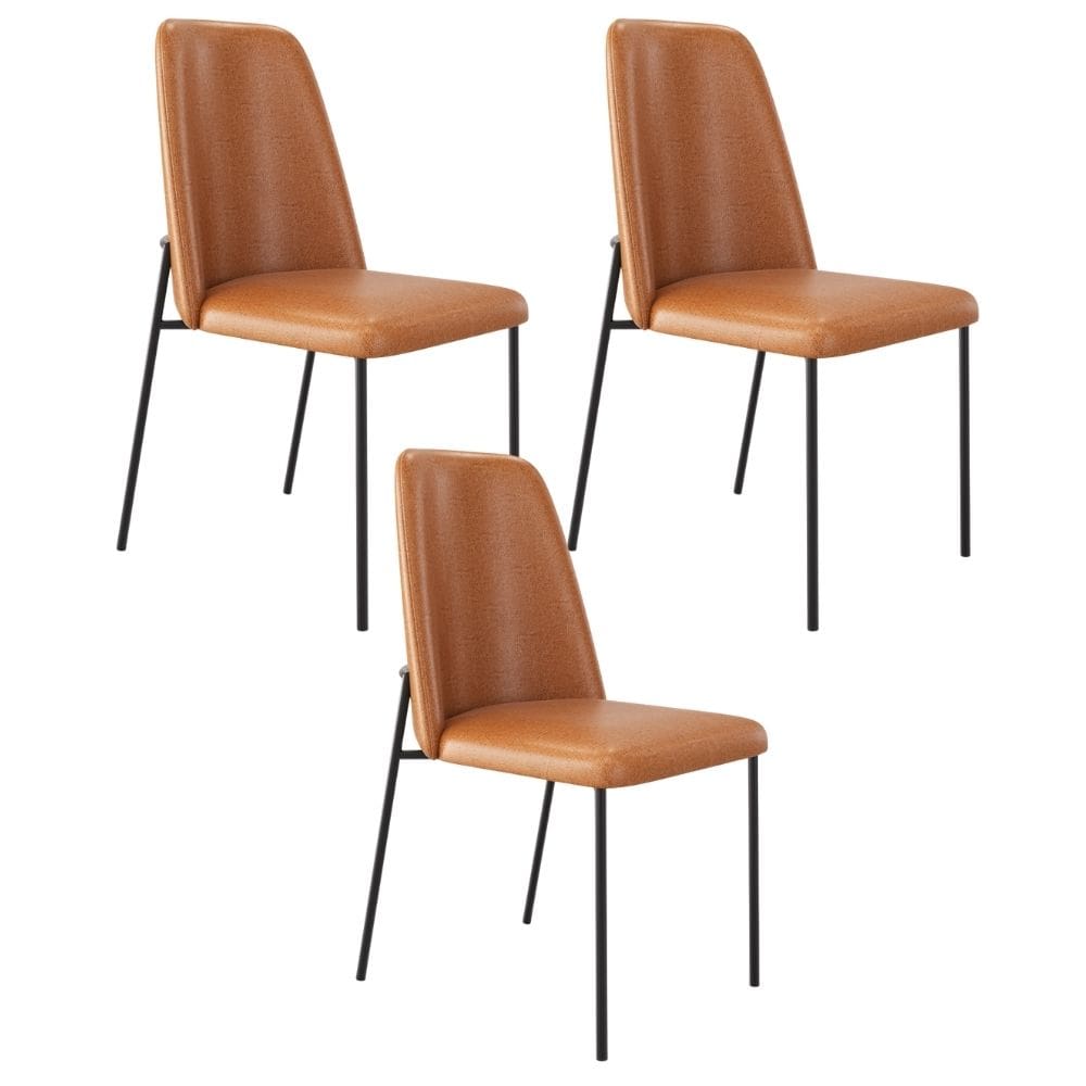 Kit 03 Cadeiras Decorativa Estofada Para Sala De Jantar Bella L02 Couríssimo Whisky - Lyam Decor