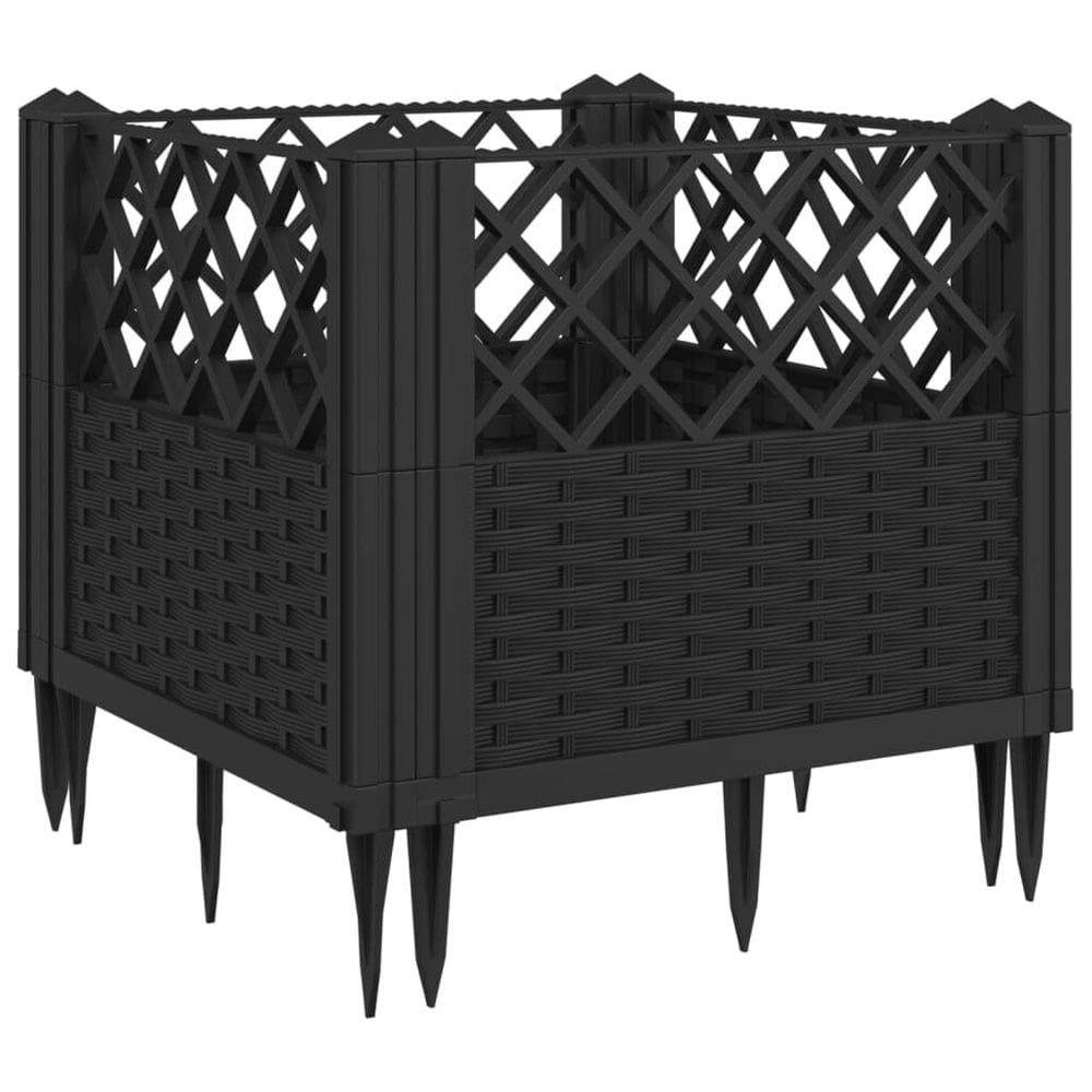 Plantador de jardim vidaXL preto quadrado com design de vime 43x43cm