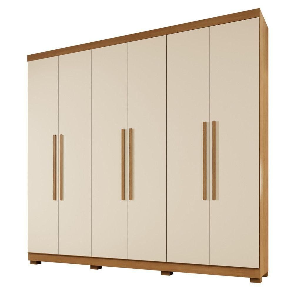 Guarda Roupa New Master 6 Portas 4 Gavetas 10 Prateleiras Cinamomo Off
