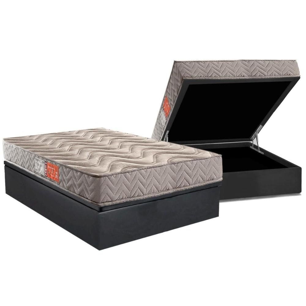 Conjunto Box Baú Casal: Colchão Espuma Paropas D45 Pasquale Gray + Base CRC Suede Gray (138x188)