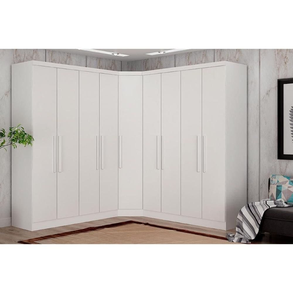 Quarto Modulado Rizon 3 Peças (2 Guarda Roupas + 1 Closet) QC210 Neve - Novo Horizonte