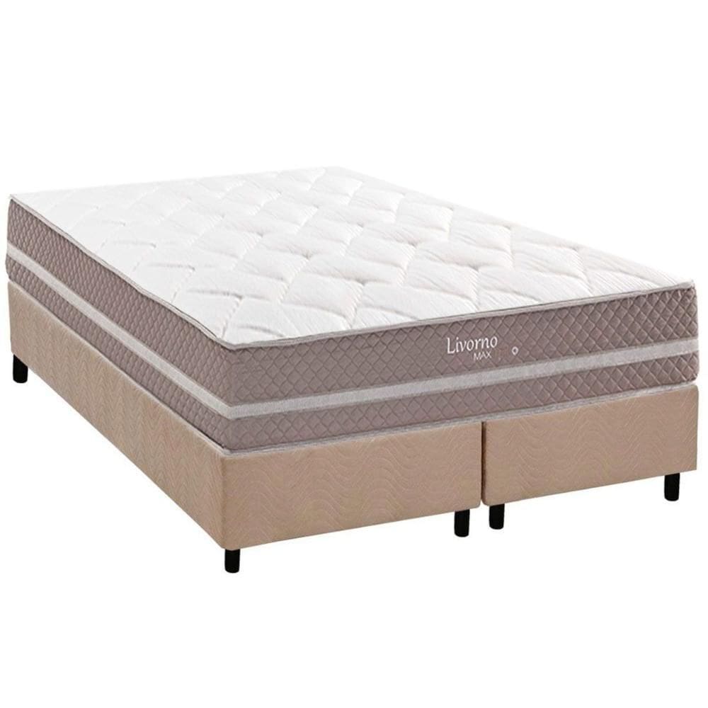 Conjunto Box King: Colchão Molas Herval Maxspring Livorno + Base CRC Suede Clean (193x203)