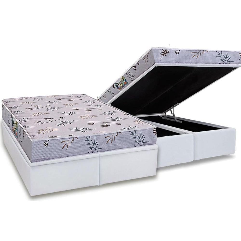 Conjunto Box Baú Queen: Colchão Espuma Herval D28 St. Louis + Base CRC Linhão White (158x198)