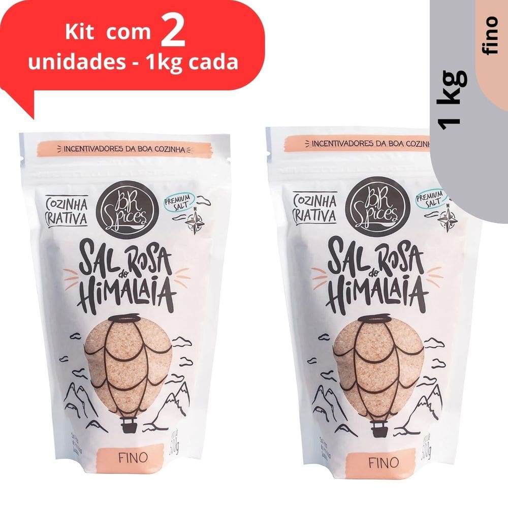 Sal Rosa Do Himalaia Fino BR Spices Pouch 500G - kit com 2 unidades