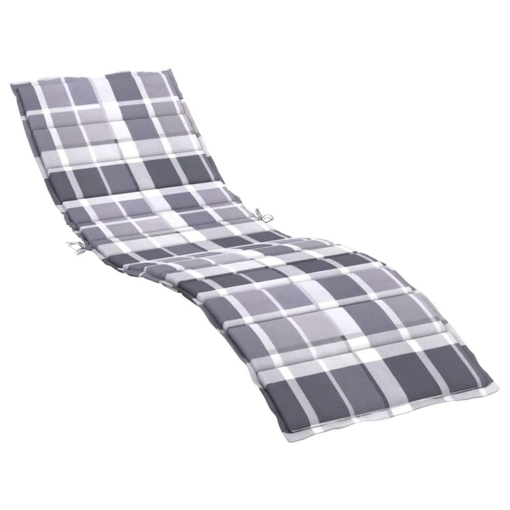 Almofada de espreguiçadeira VidaXL cinza com padrão xadrez 200x50x3cm