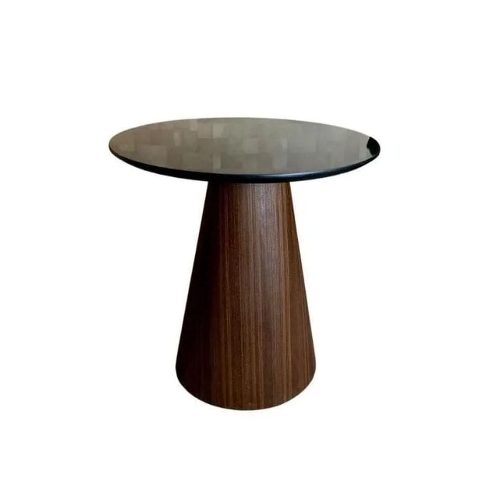 Mesa Cone Lateral Base Imbuia Rajado Tampo 41 Cm Laca Preta