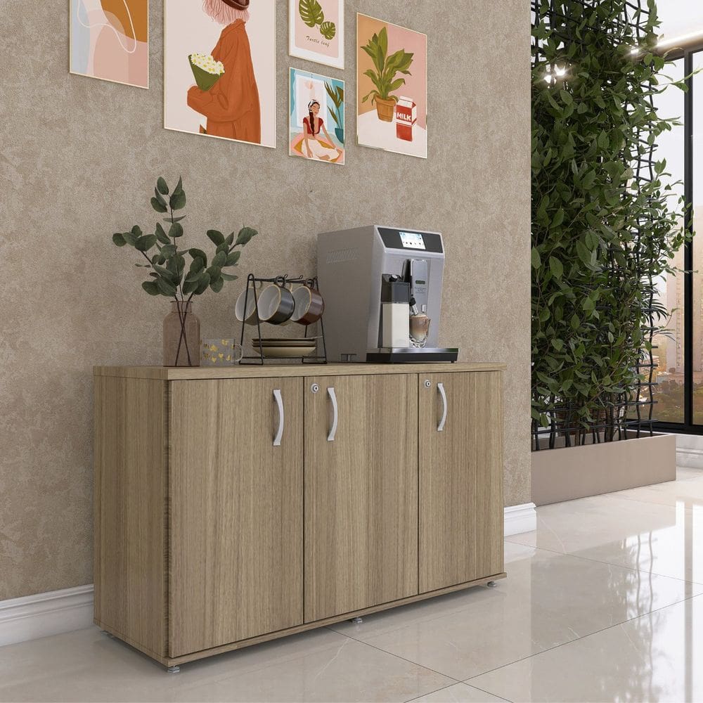 Armário para Escritório 3 Portas Pivotante Credenza Noce Naturalle