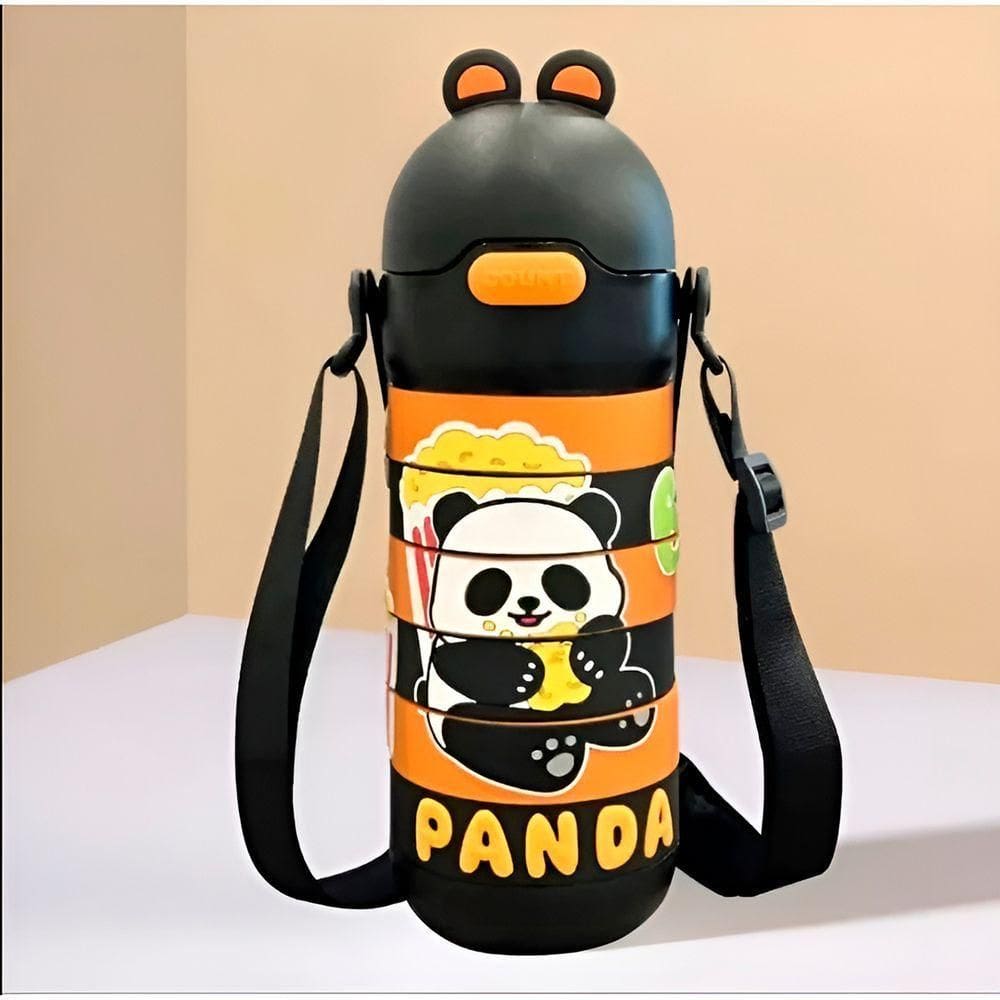 Garrafa Infantil Interativa Quebra Cabeça Silicone Preto