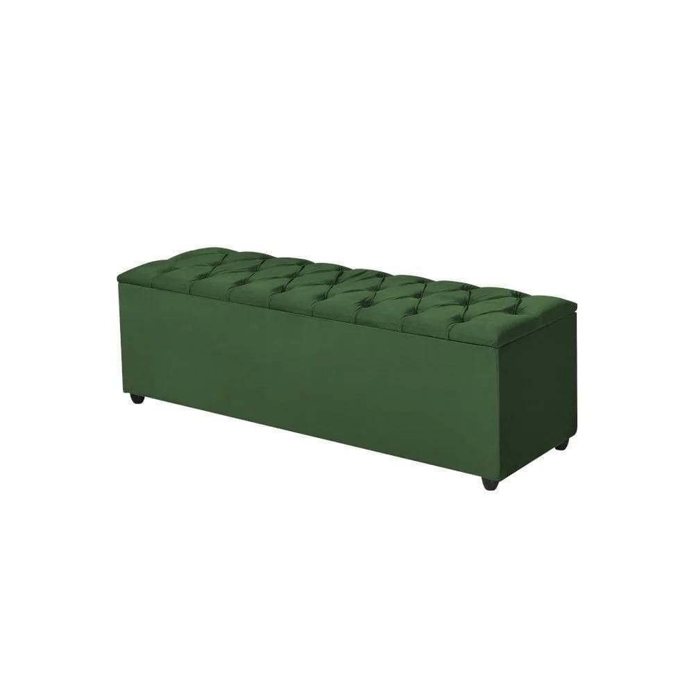 Recamier Baú Liverpool 85cm Compacto Veludo Verde