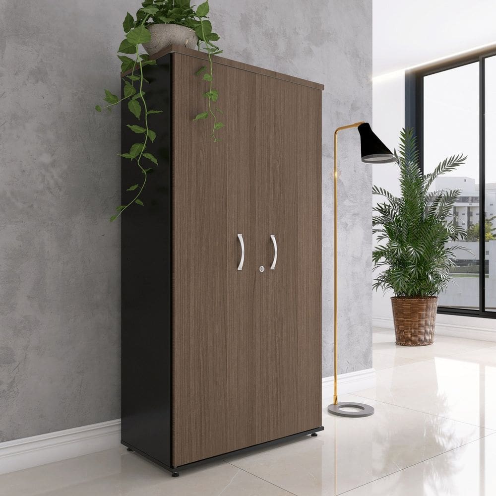 Armário Alto 02 Portas Pivotante Aa1600p25 Preto/Walnut