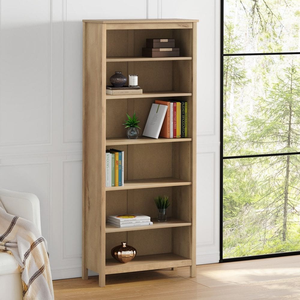 Estante Alta com 5 Prateleiras Madeira Maciça Maia Carvalho