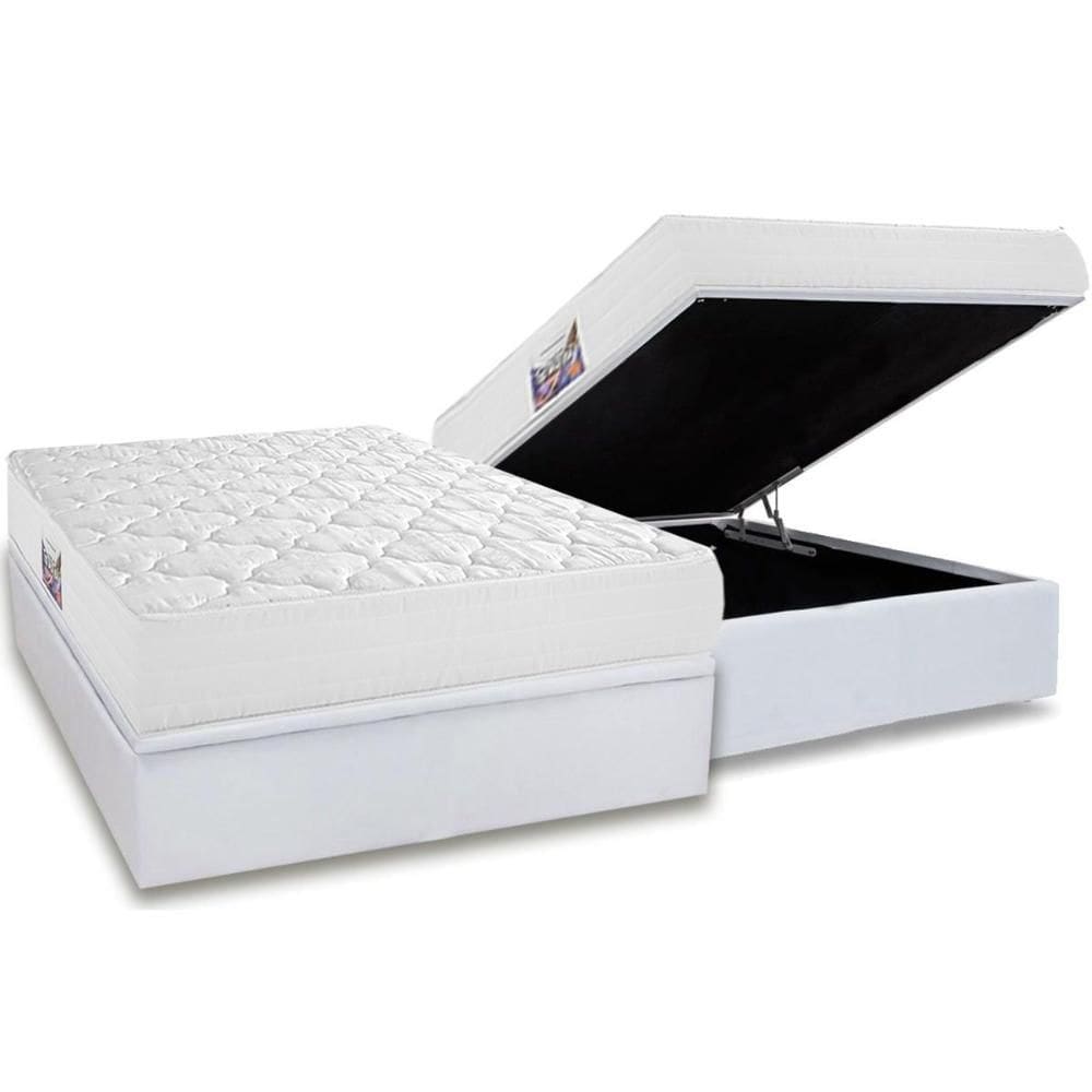 Conjunto Box Baú Casal: Colchão Espuma Herval D45 New Top + Base CRC Linhão White (138x188)
