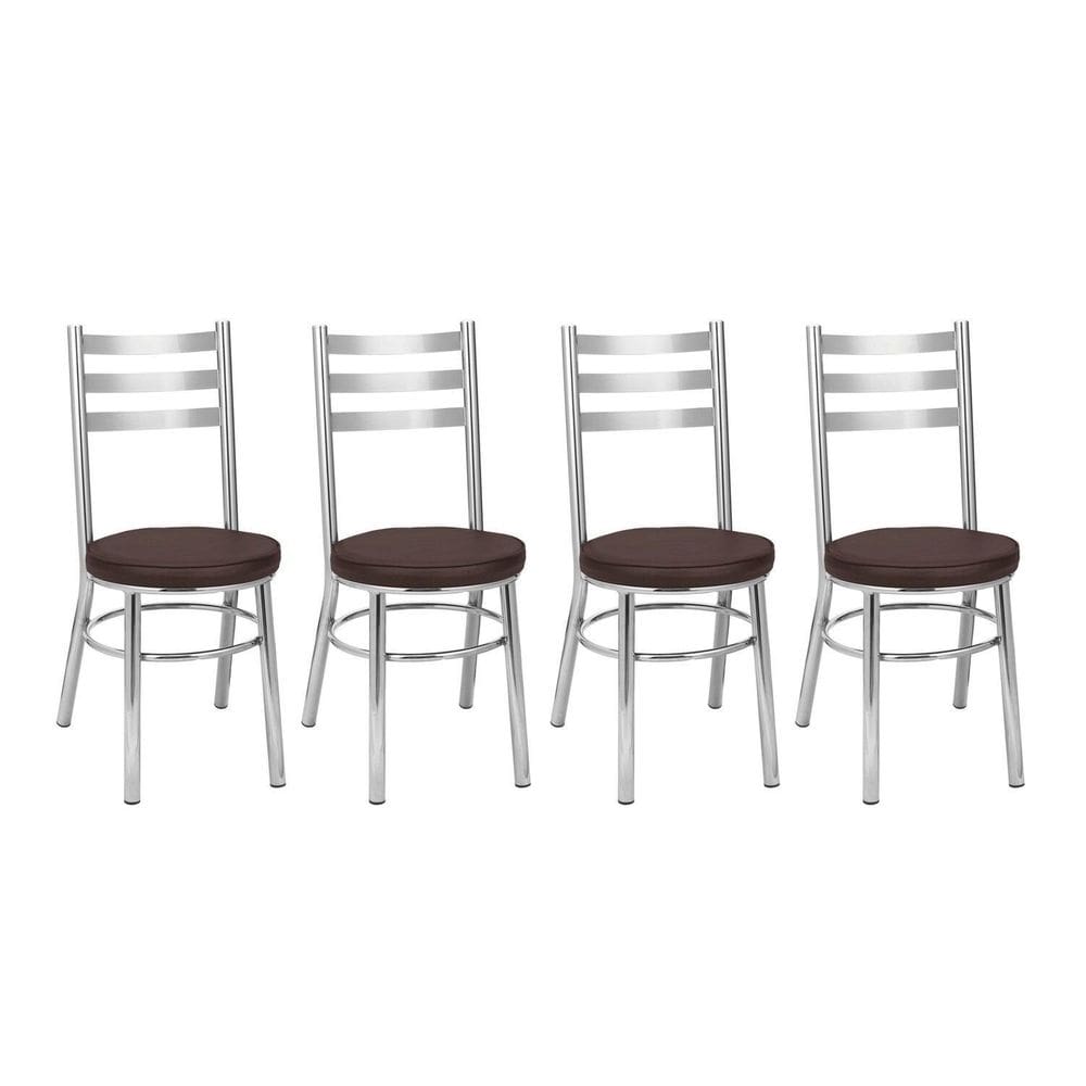 Kit 4 Cadeiras para Sala de Jantar Cc80 Debrum Cromado/Marrom