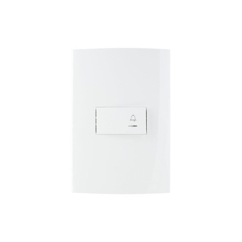 Interruptor Pulsador para Campainha com Luz MarGirius Sleek 10A com Placa 4x2 Branco