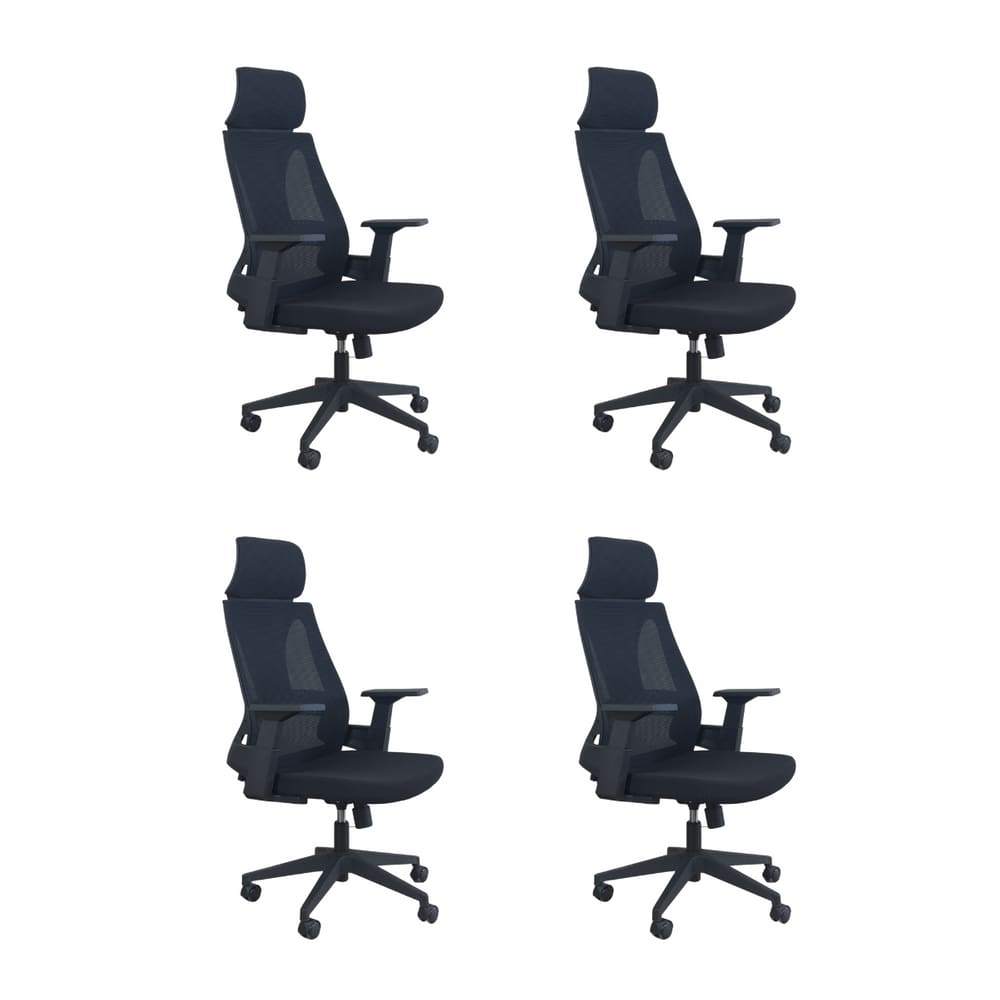 Kit 4 Cadeiras Presidente Oficial Comfort Elite Apoio Nuca