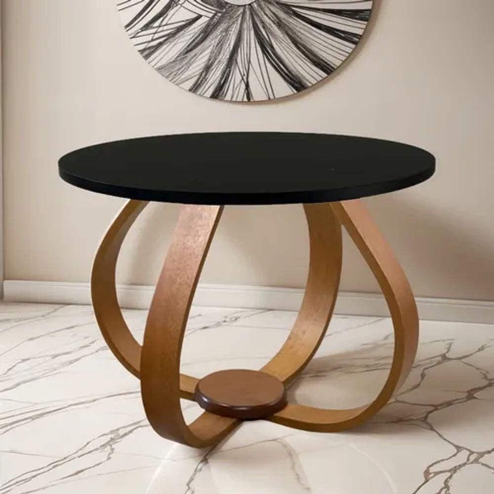 Mesa De Centro E Lateral Pés Cebola 50x35cm Cor Preto